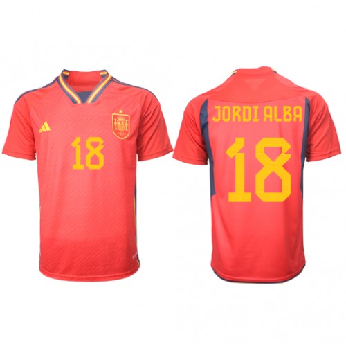Spain Jordi Alba #18 Replica Home Stadium Shirt World Cup 2022 Short Sleeve